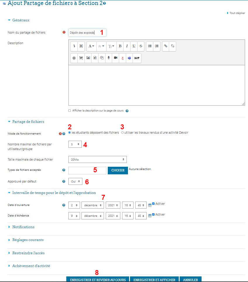 parametre partage de fichier