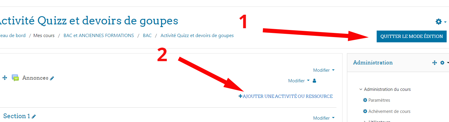 ajouter une activité ou une ressource  